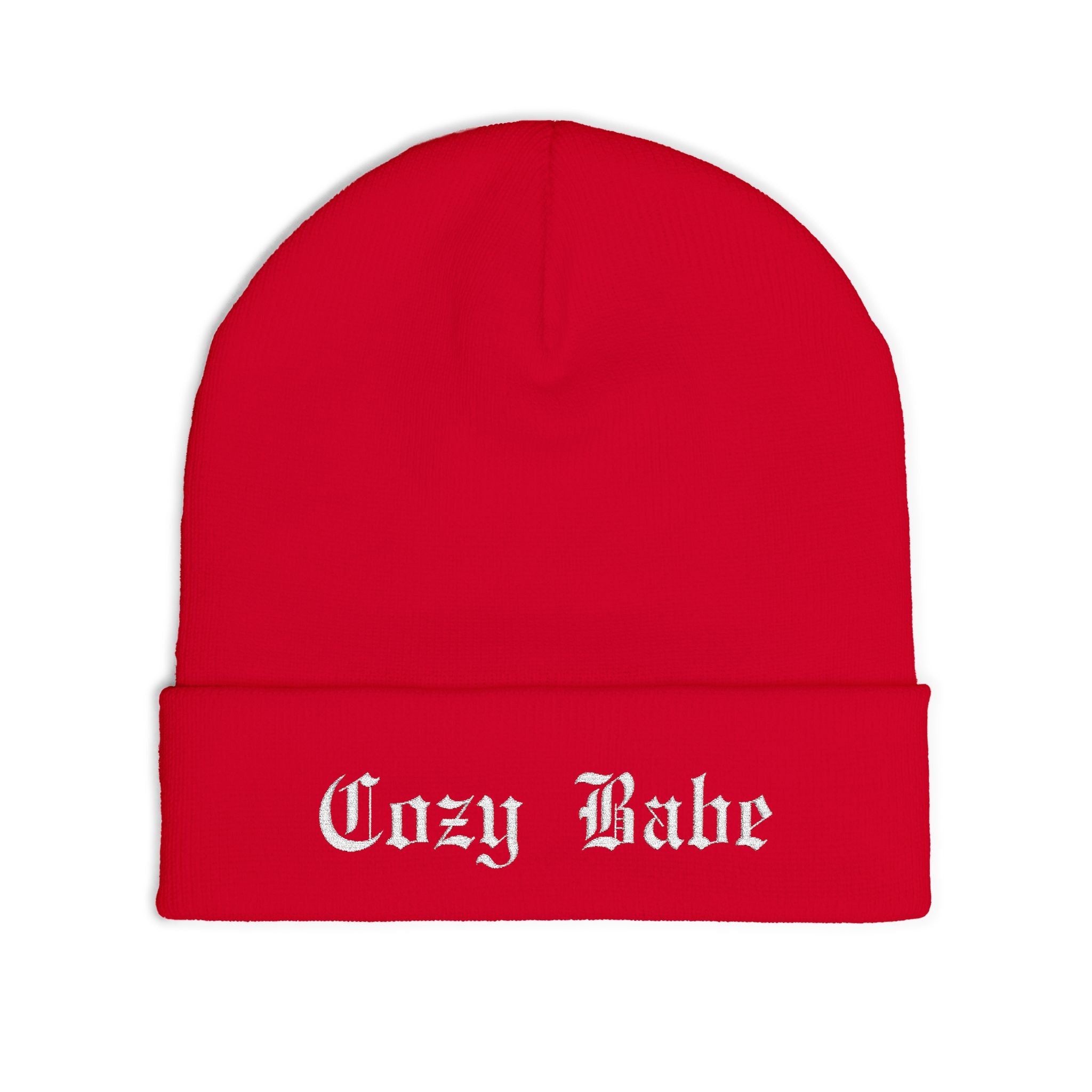 Cozy Babe Embroidered Knit Beanie