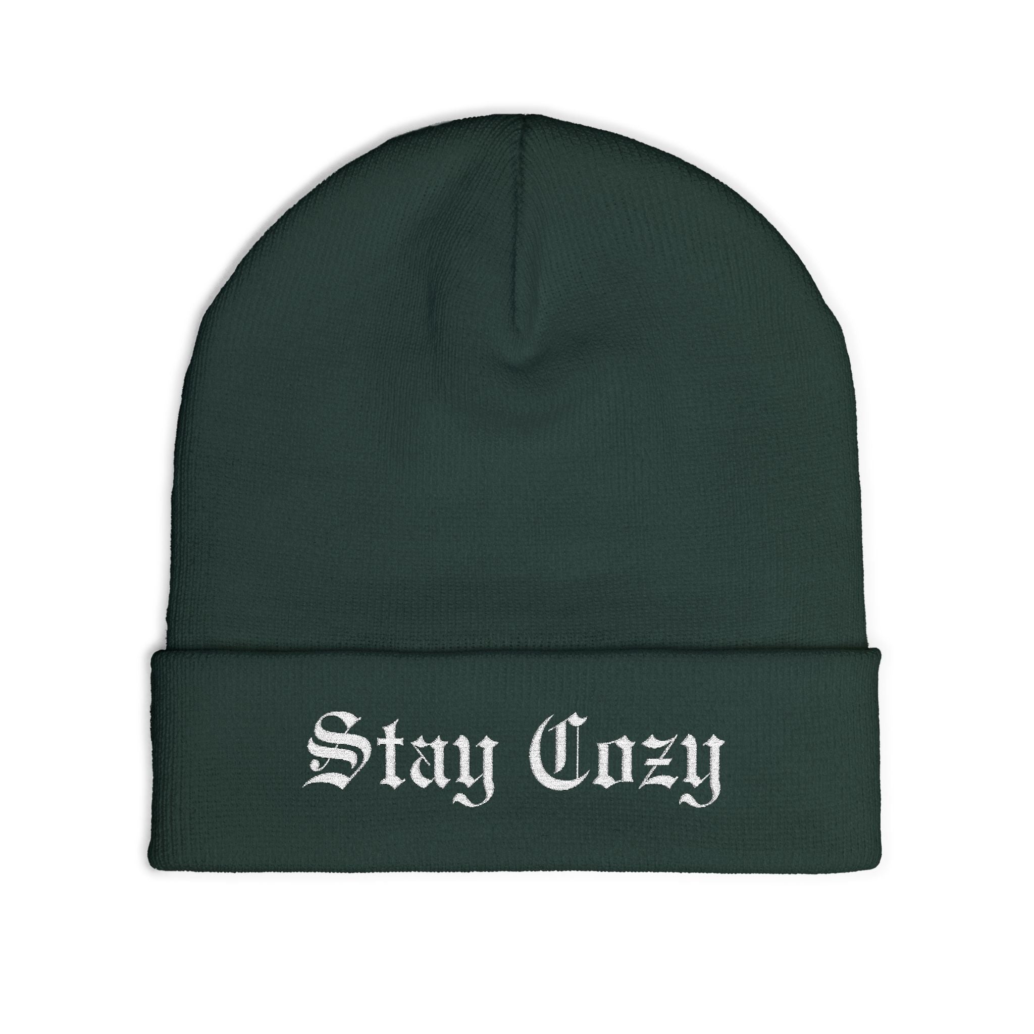 Stay Cozy Embroidered Knit Beanie