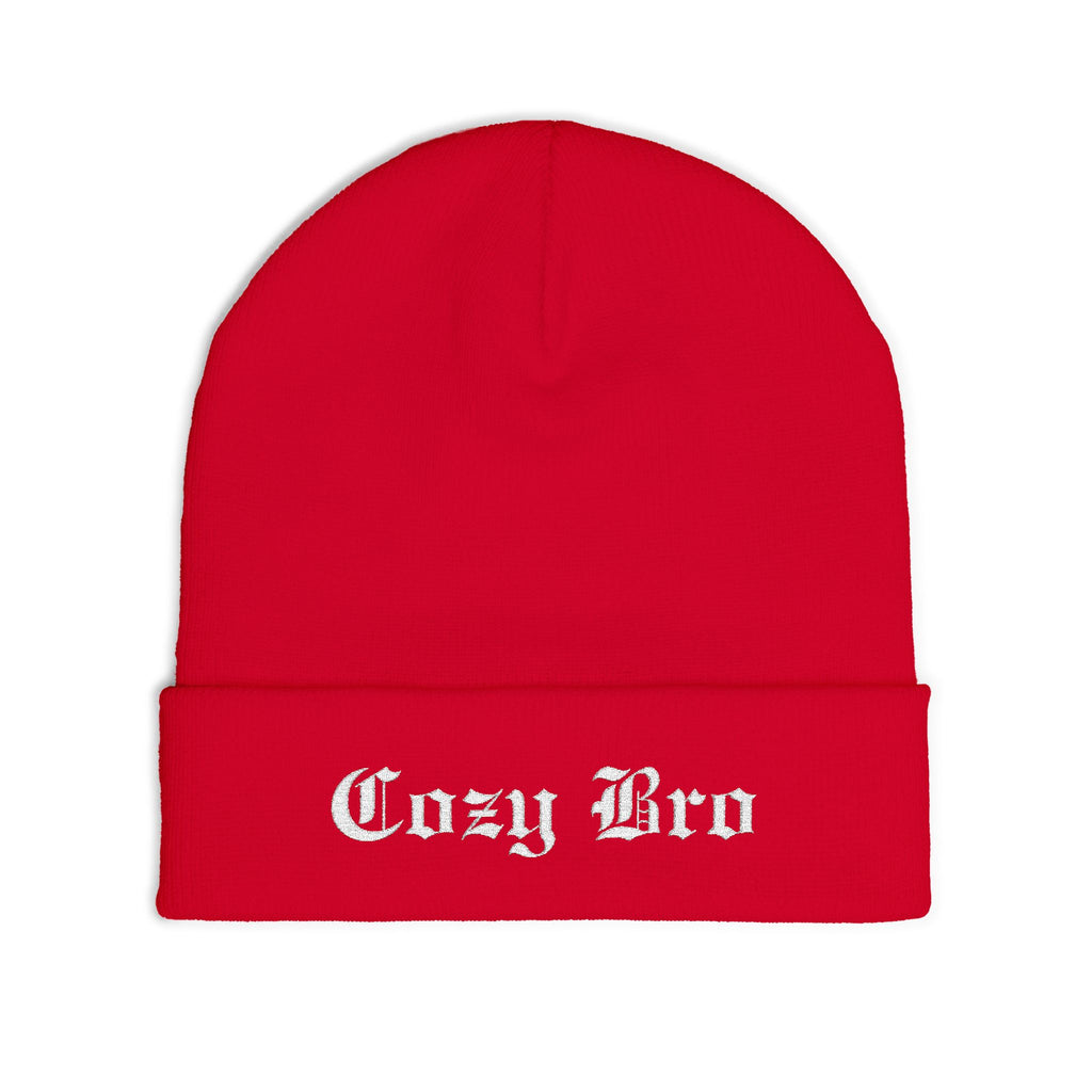 Embroidered "Cozy Bro" Knit Beanie