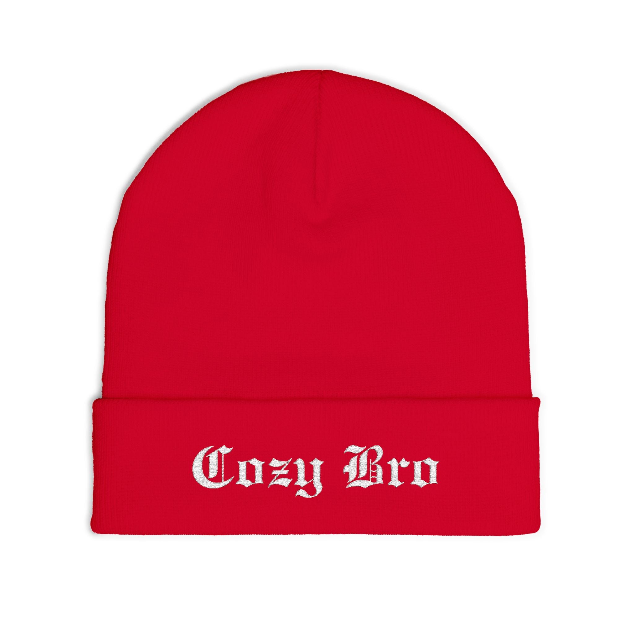 Embroidered "Cozy Bro" Knit Beanie