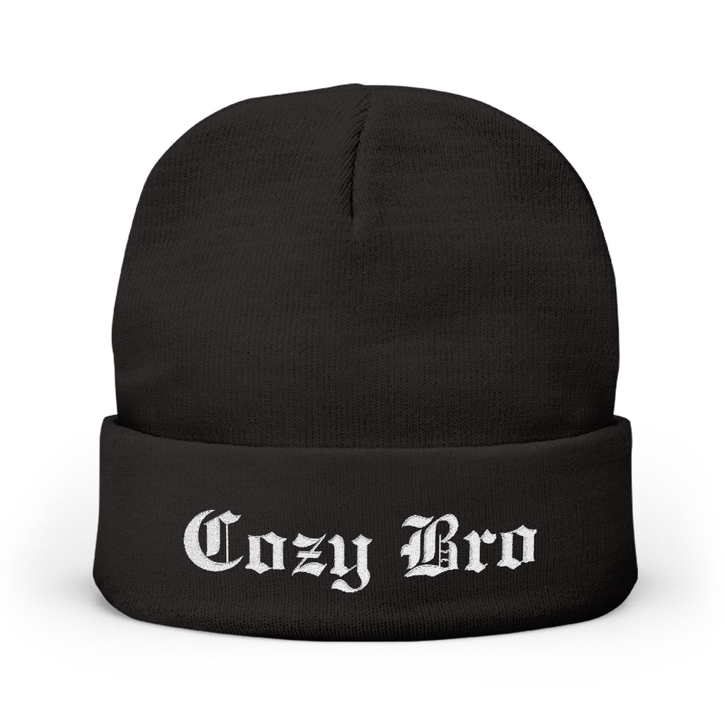 Embroidered "Cozy Bro" Knit Beanie