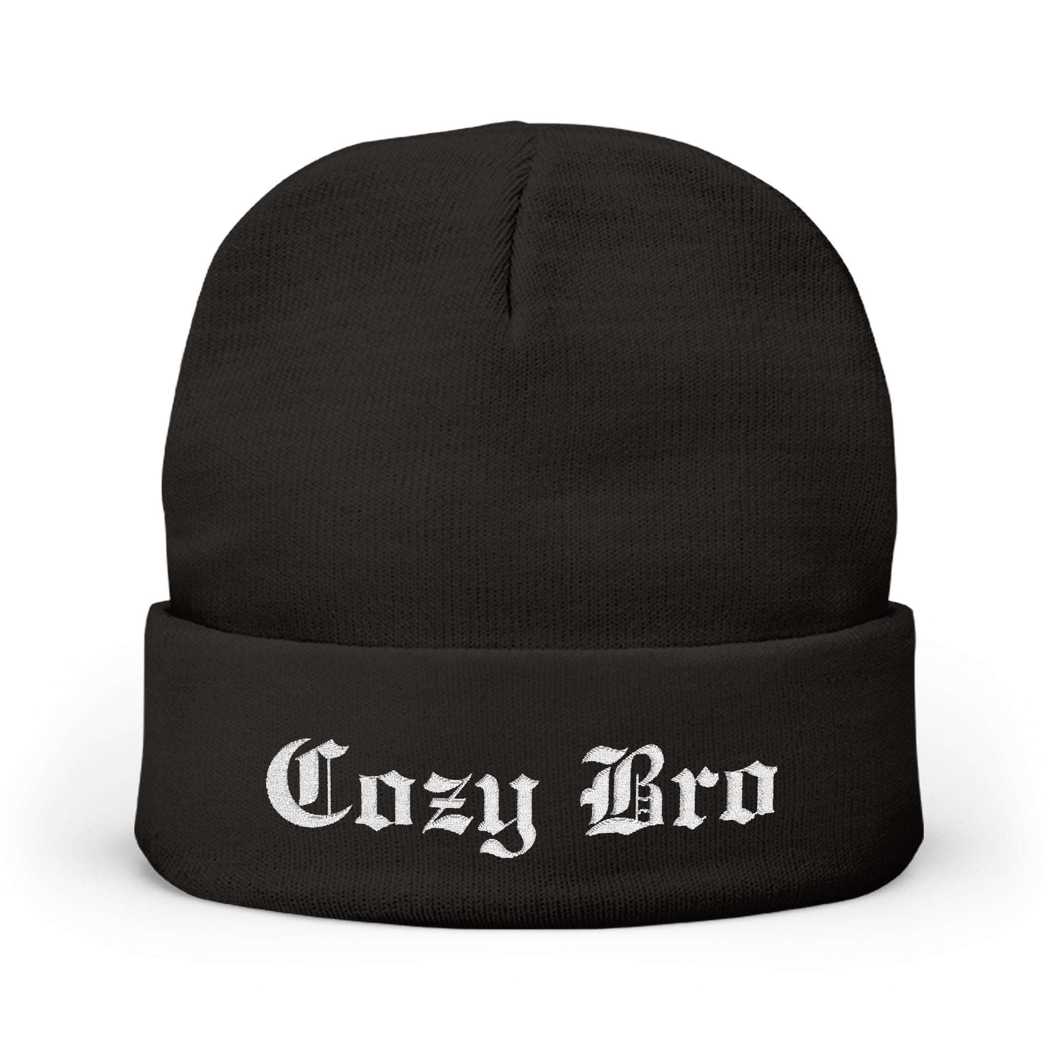 Embroidered "Cozy Bro" Knit Beanie