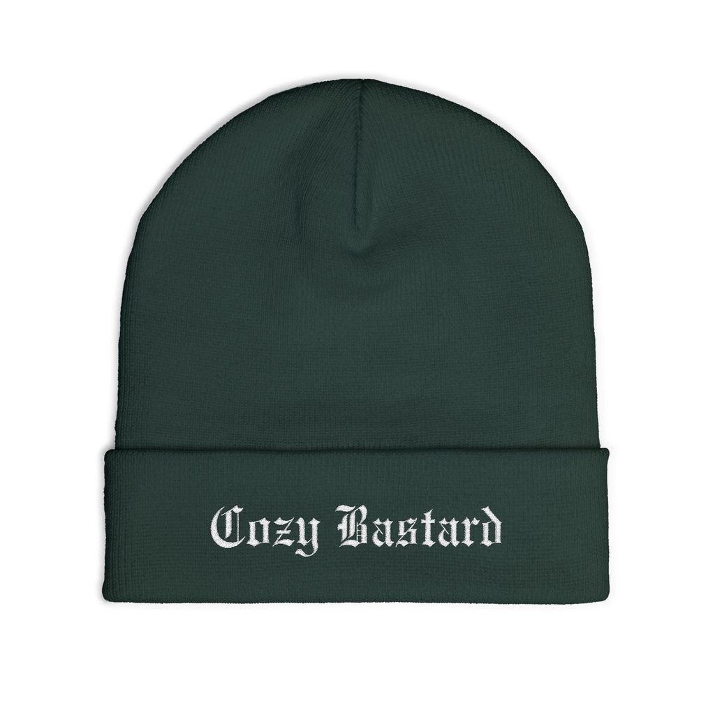 Embroidered 'Cozy Bastard' Knit Beanie — Soft Winter Hat