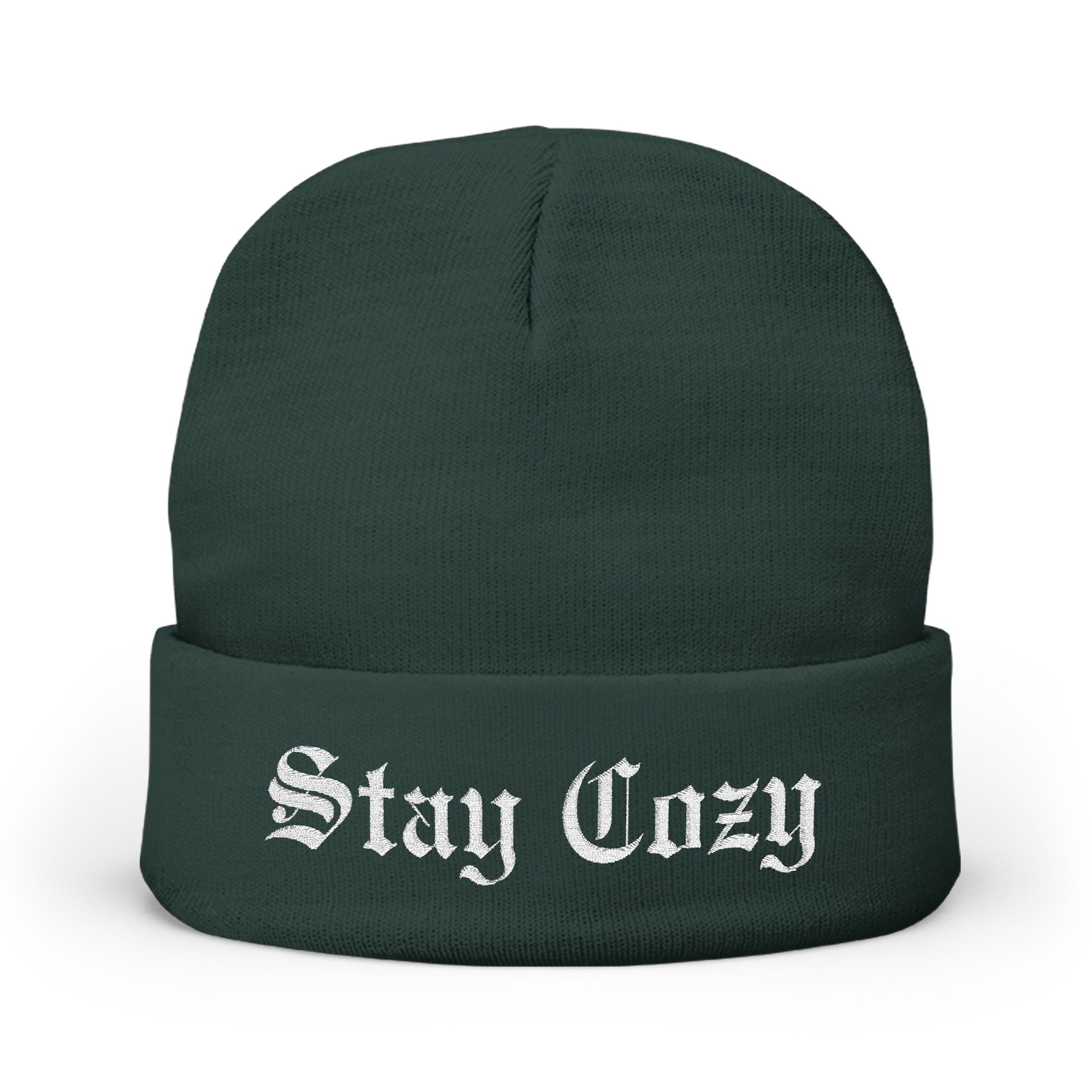 Stay Cozy Embroidered Knit Beanie