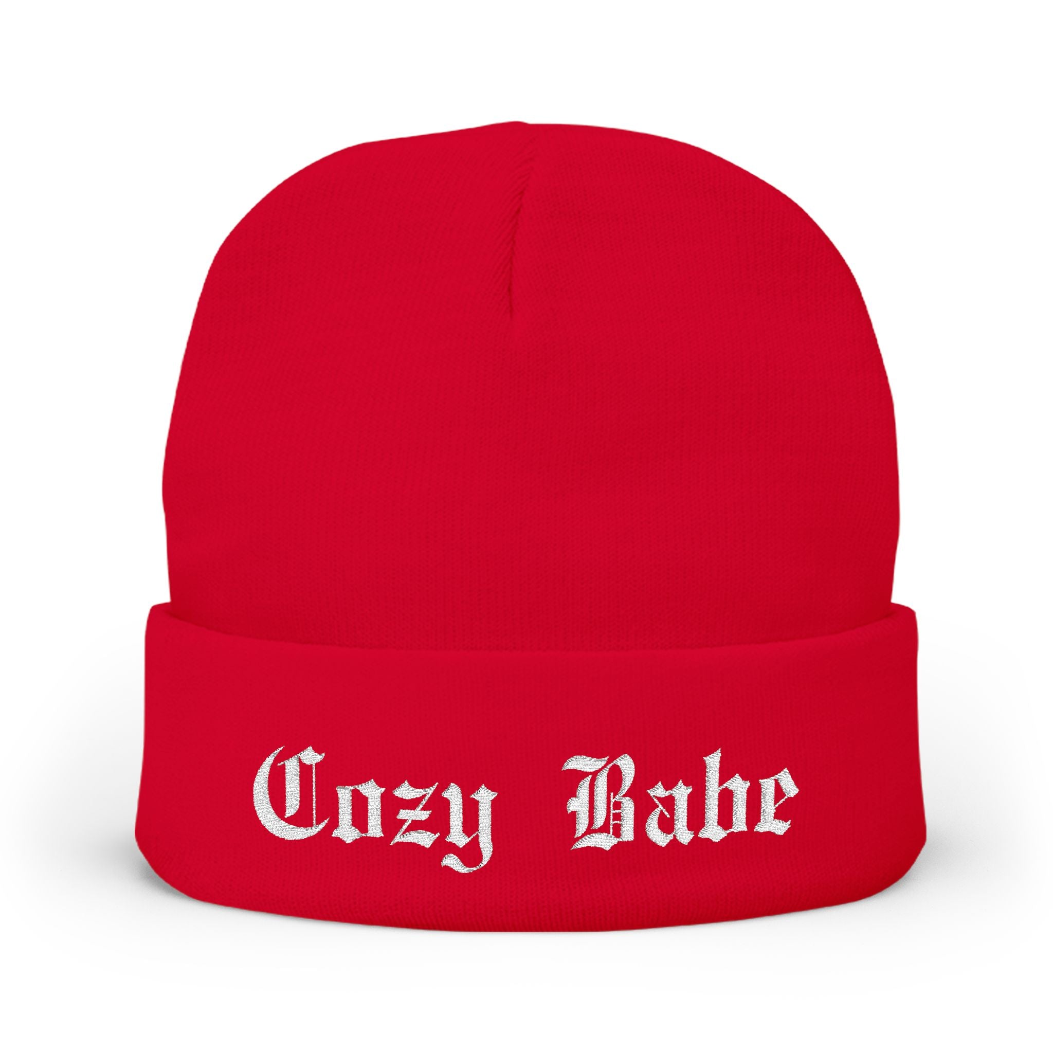 Cozy Babe Embroidered Knit Beanie