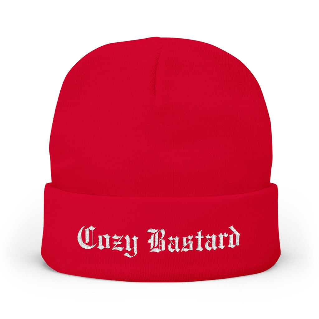 Embroidered 'Cozy Bastard' Knit Beanie — Soft Winter Hat