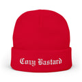 Embroidered 'Cozy Bastard' Knit Beanie — Soft Winter Hat