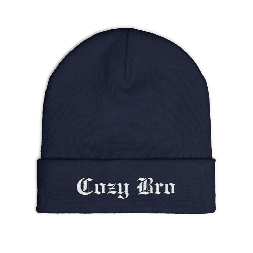 Embroidered "Cozy Bro" Knit Beanie