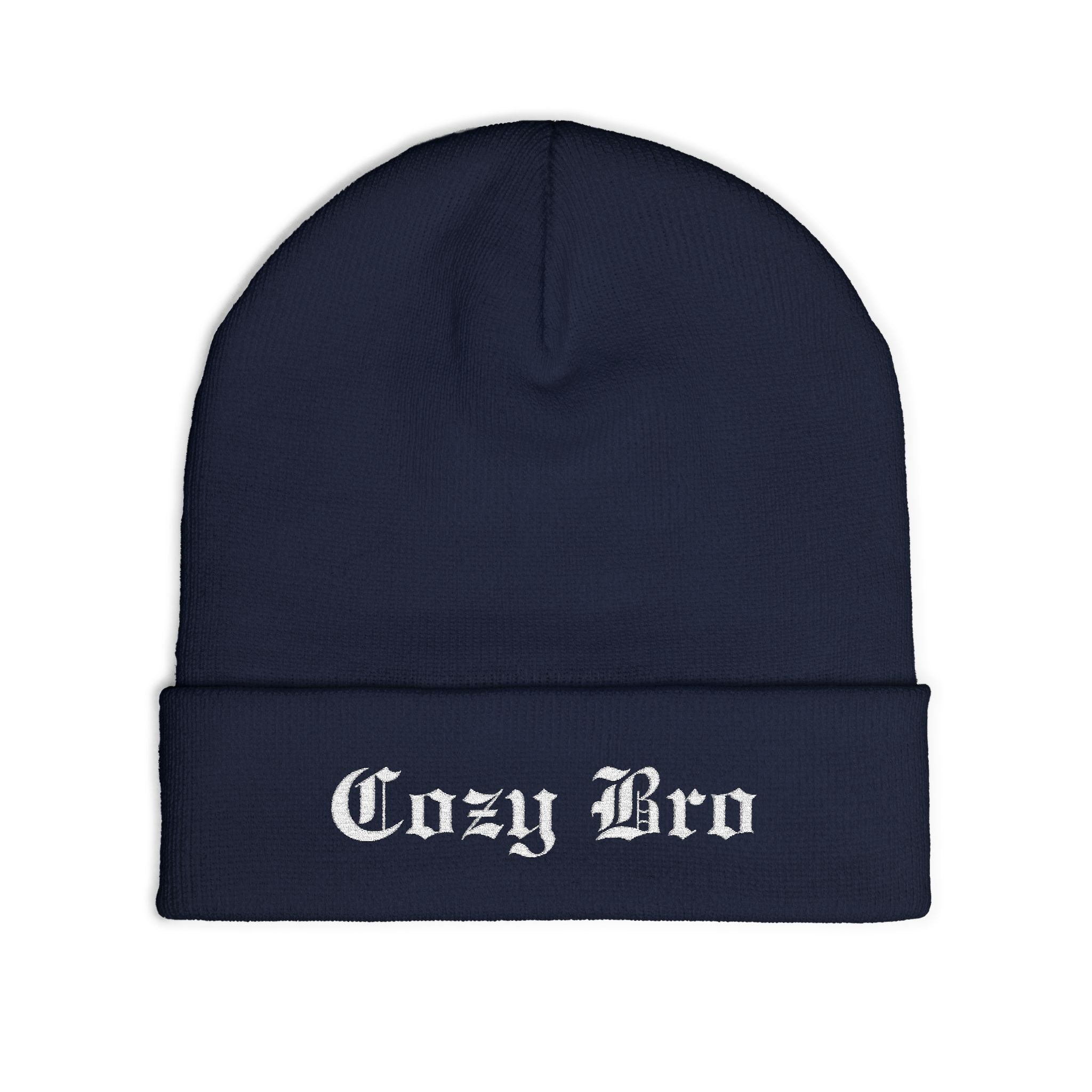 Embroidered "Cozy Bro" Knit Beanie