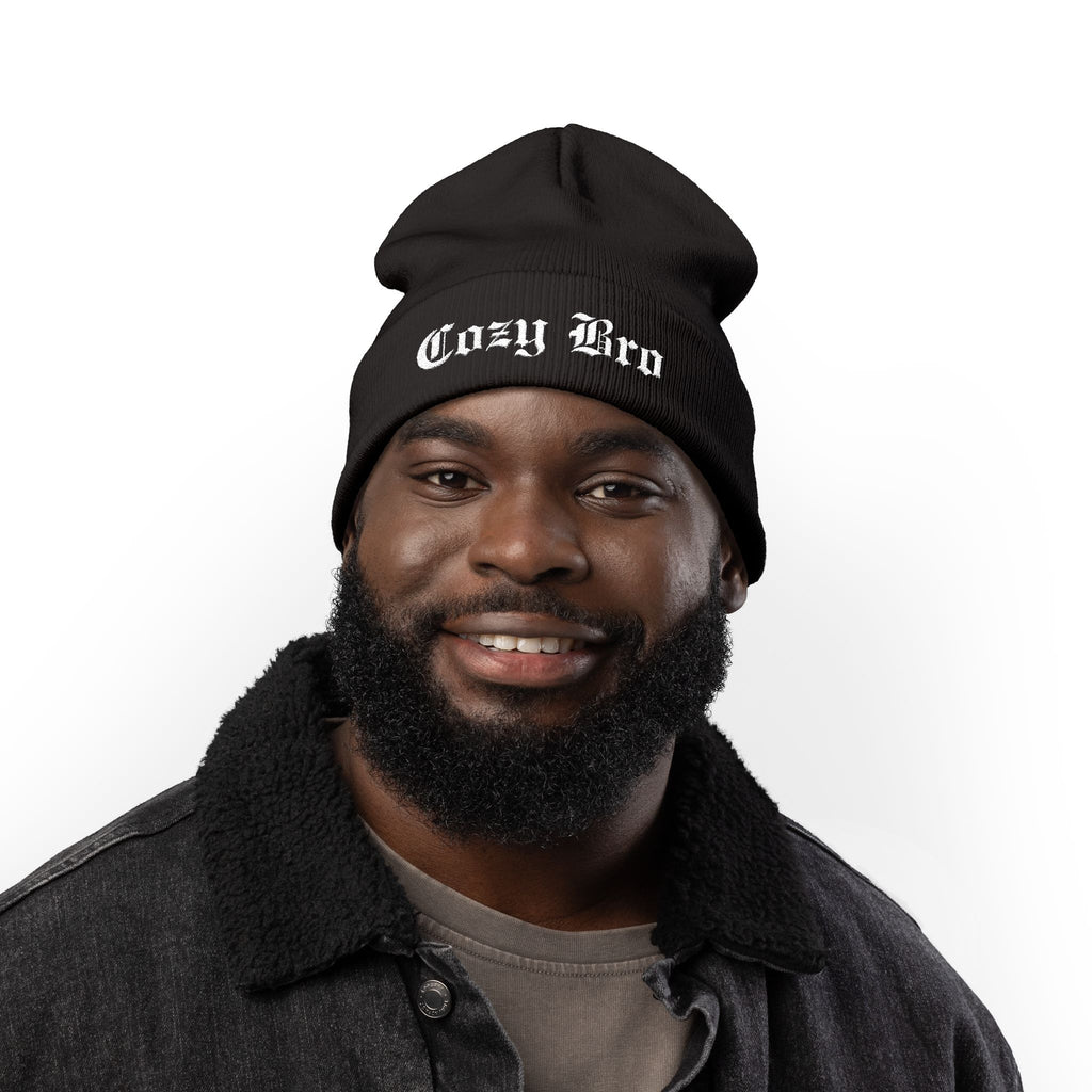 Embroidered "Cozy Bro" Knit Beanie