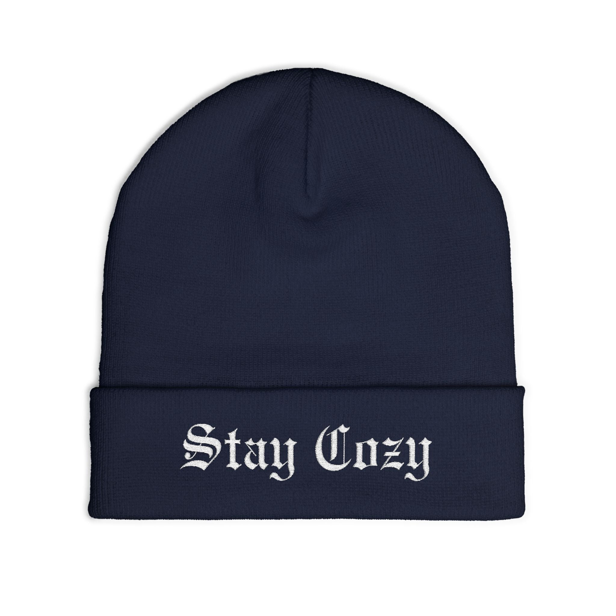 Stay Cozy Embroidered Knit Beanie