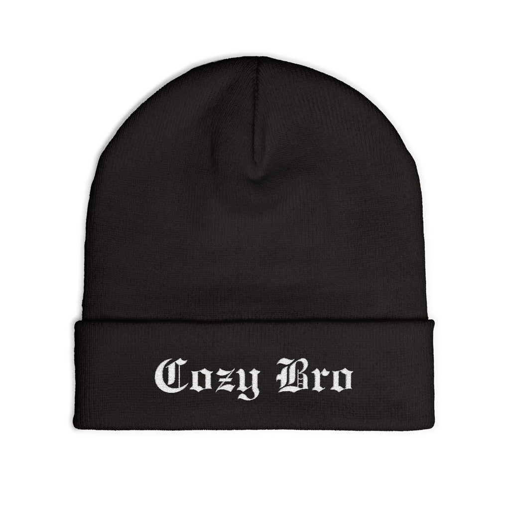 Embroidered "Cozy Bro" Knit Beanie