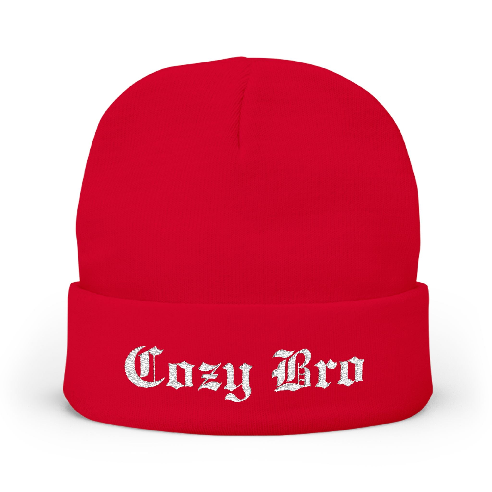 Embroidered "Cozy Bro" Knit Beanie