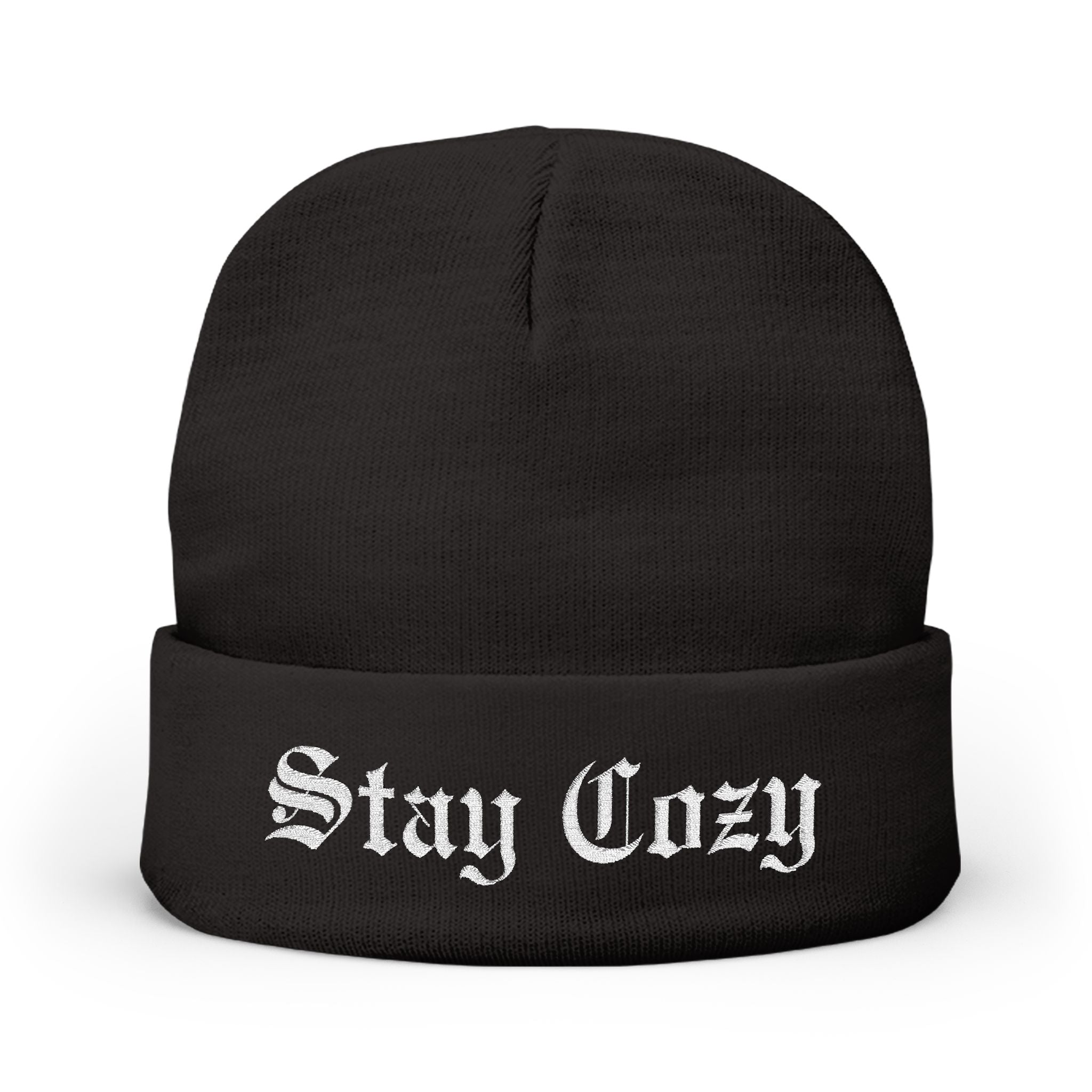 Stay Cozy Embroidered Knit Beanie