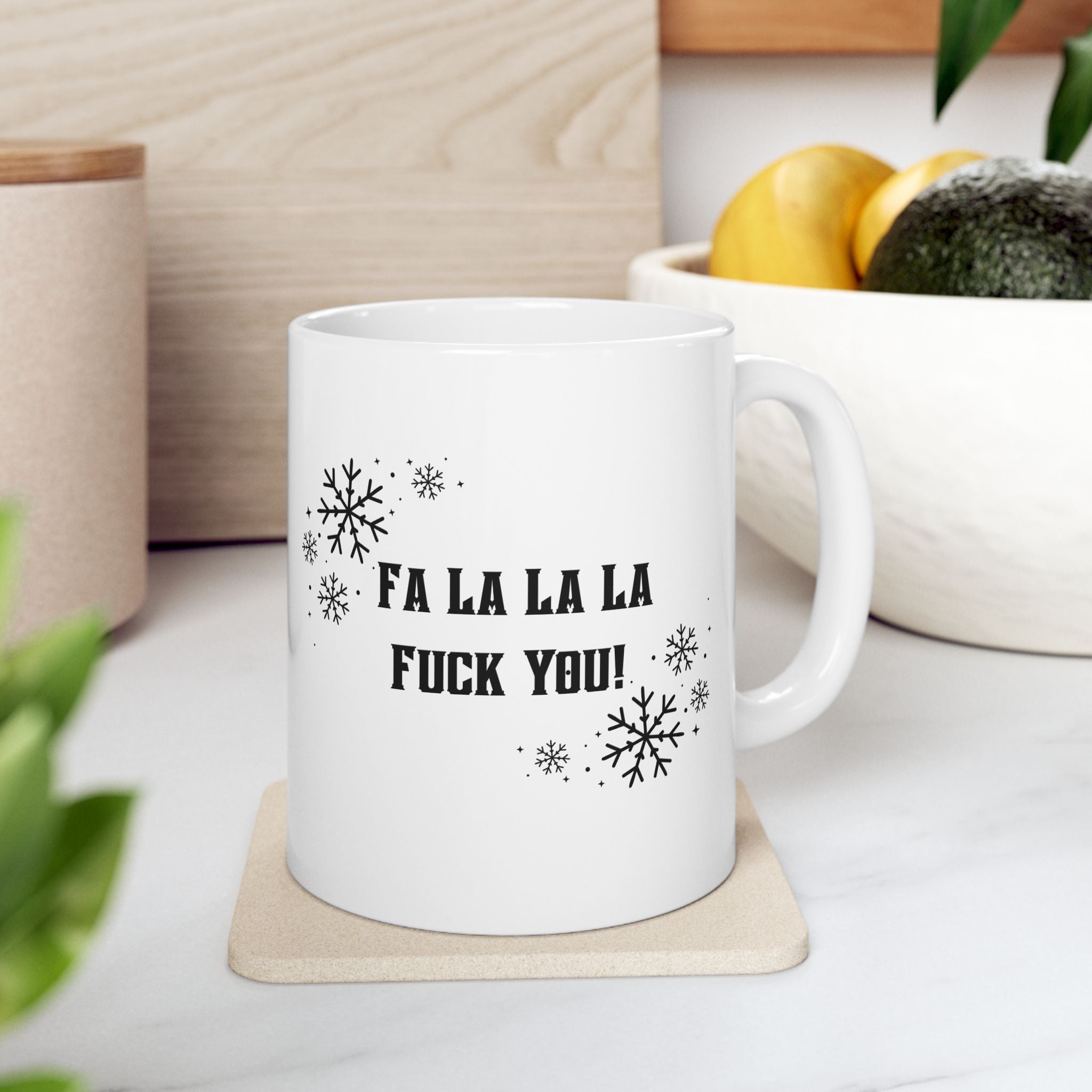 Mug - Funny Skeleton Mom in Red Santa Hat - Cozy Bitch - Fa La La La F*ck You