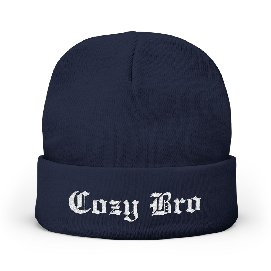 Embroidered "Cozy Bro" Knit Beanie