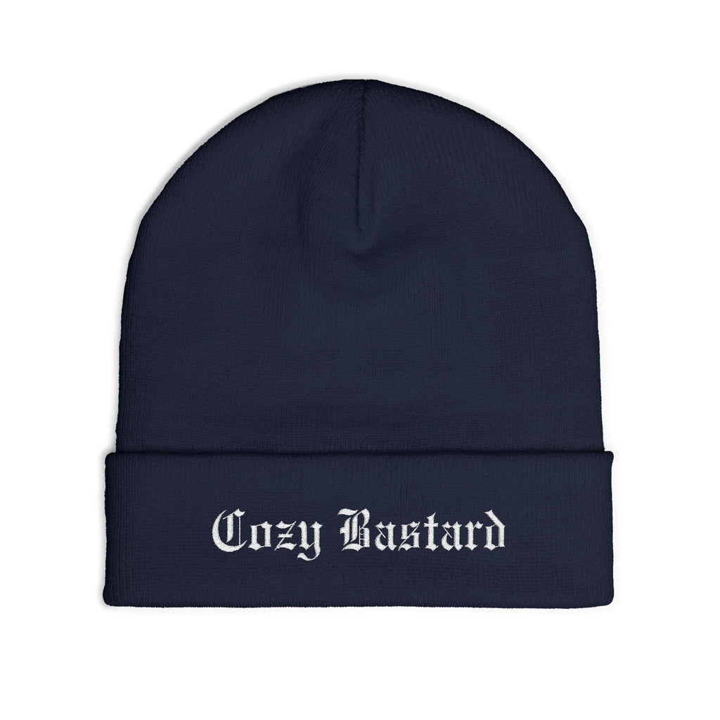 Embroidered 'Cozy Bastard' Knit Beanie — Soft Winter Hat