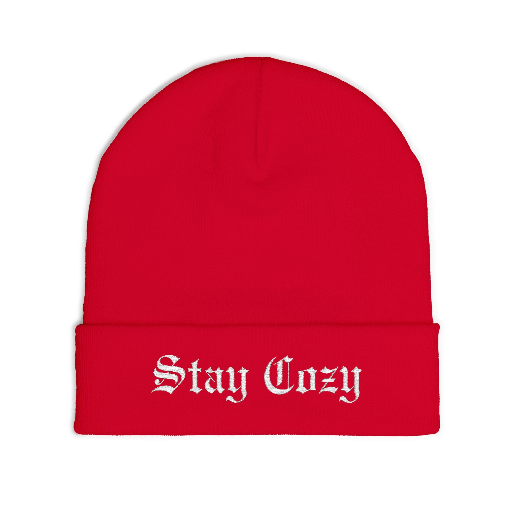 Stay Cozy Embroidered Knit Beanie
