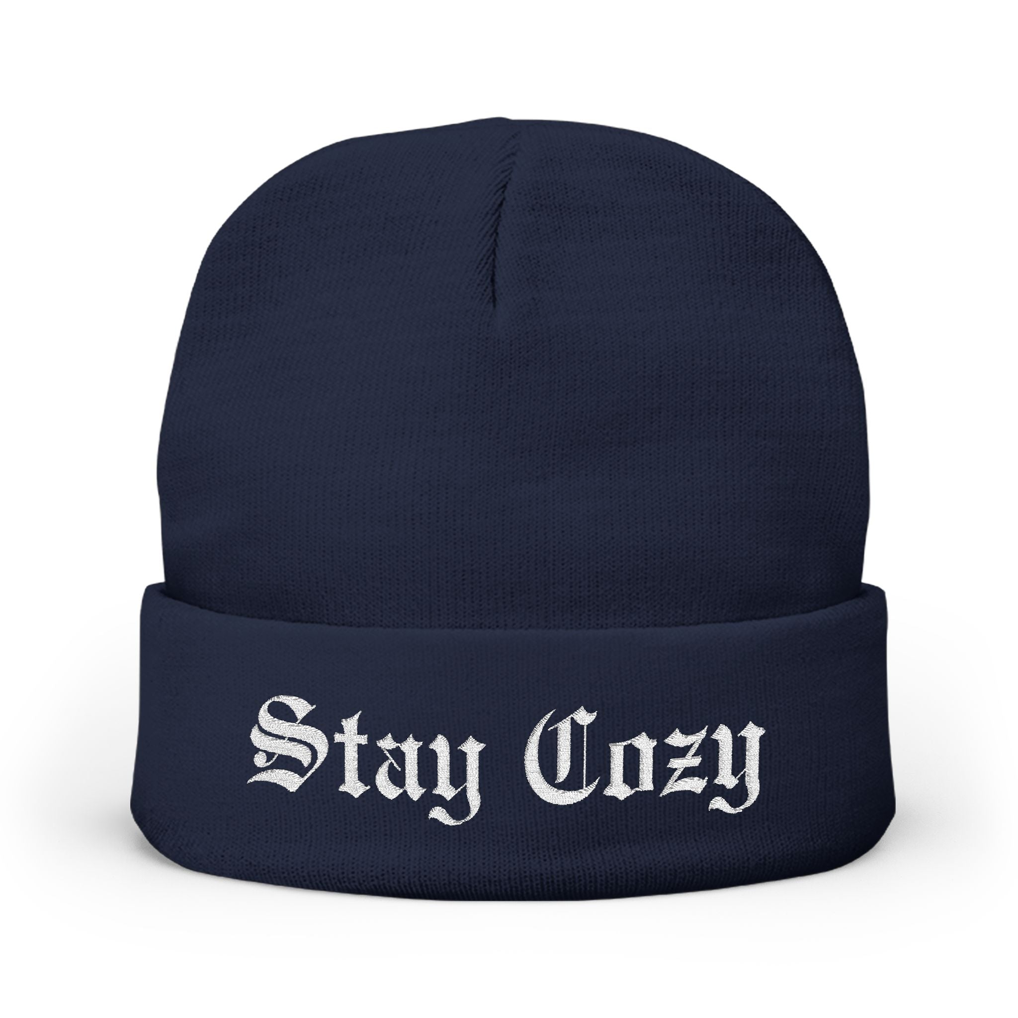 Stay Cozy Embroidered Knit Beanie