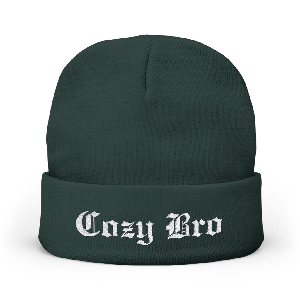 Embroidered "Cozy Bro" Knit Beanie